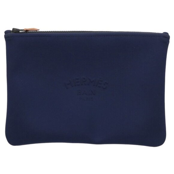 Hermes Neobain MM Logo Embossed Flat Pouch